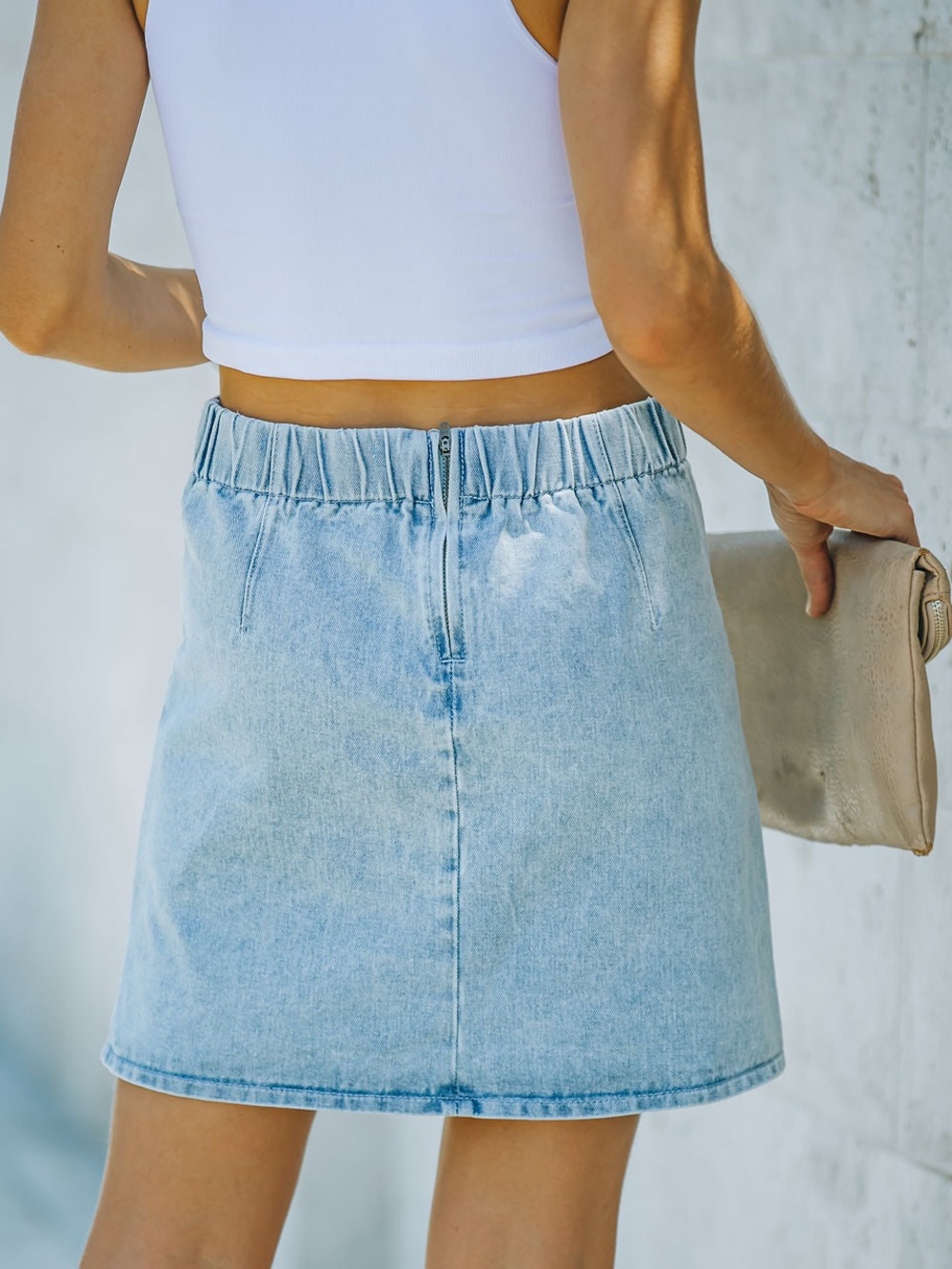 VESTIQUE | Light Blue Denim Mini Skirt | Size Small - Picture 5 of 5